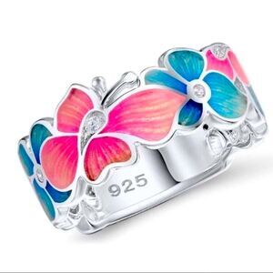Flower Butterfly Colorful Ring
